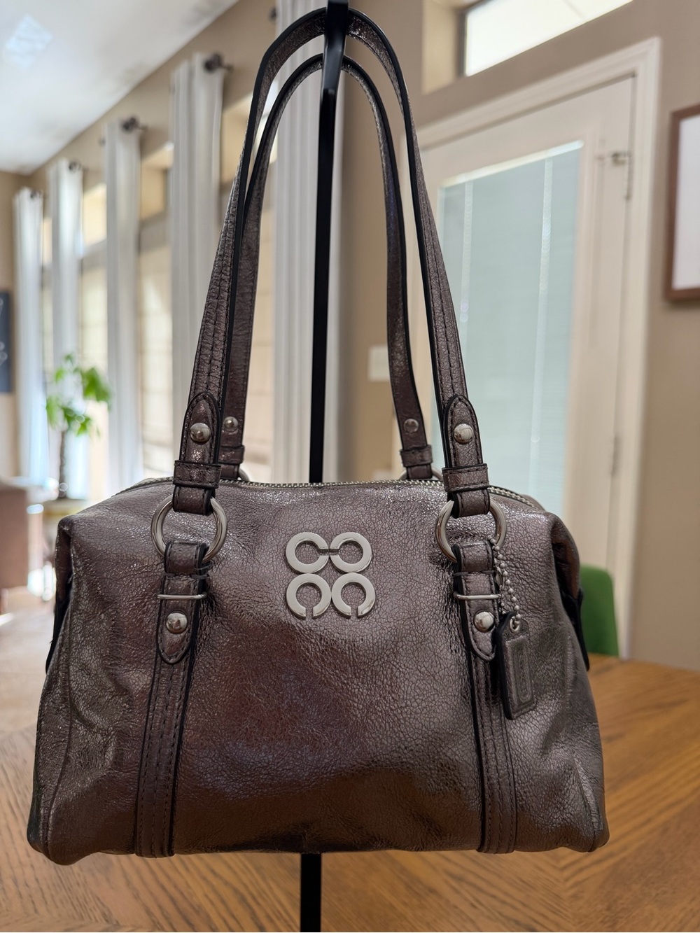 EUC Coach Julia Satchel in Metallic Gunmetal